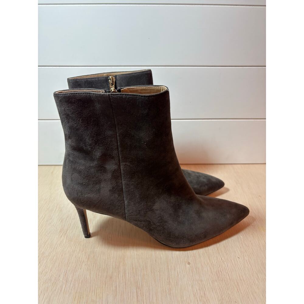 Ann Taylor Women’s Charcoal Brown Straight Stiletto Heel Suede Booties Size 10